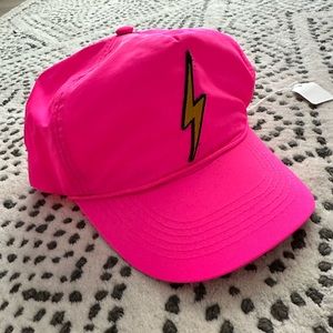 🆕 Aviator Nation Vintage Nylon Trucker Hat - Hot Pink w/Yellow Bolt!